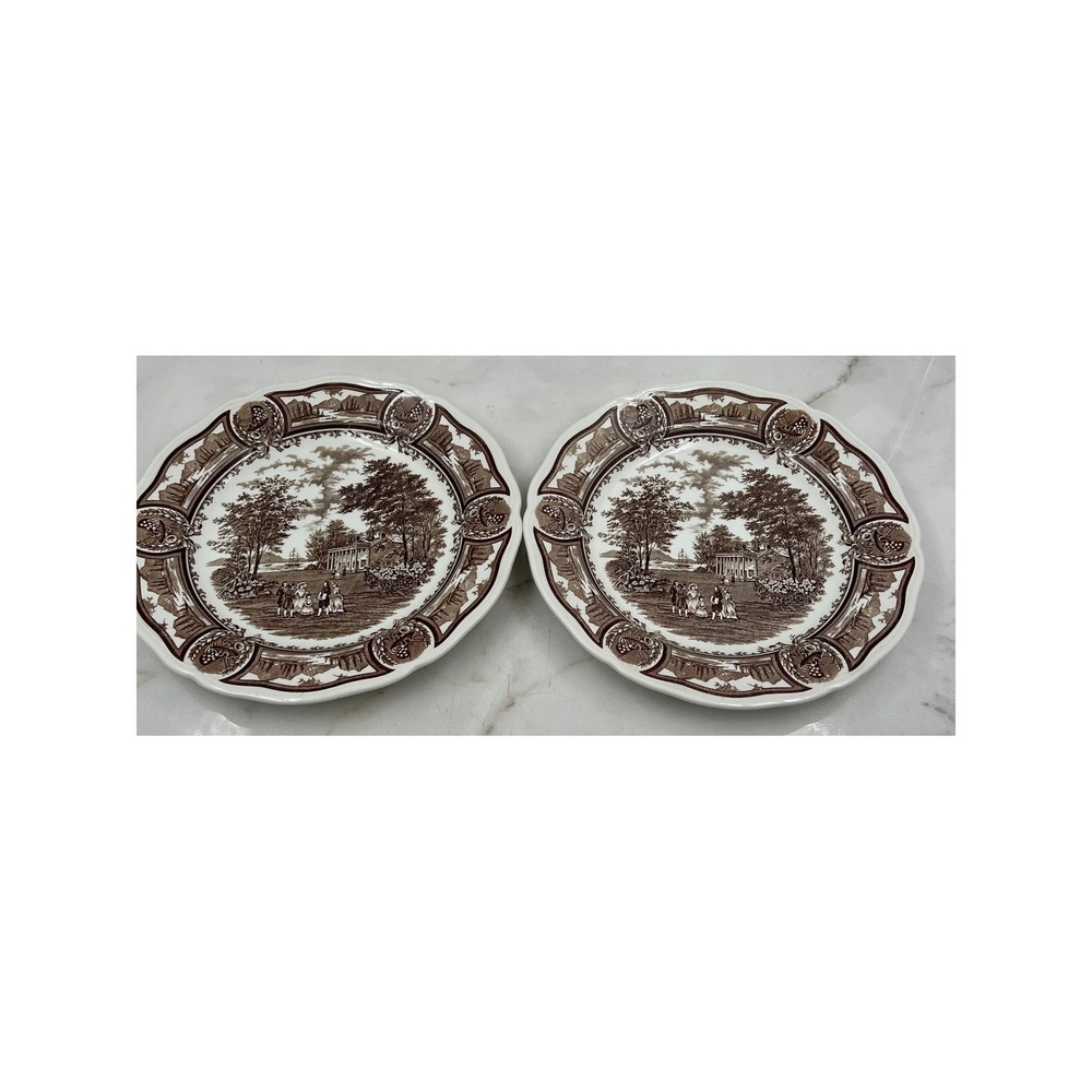 J&G Meakin Americana Brown Transferware Dinner Plates Style House Ironstone 2
